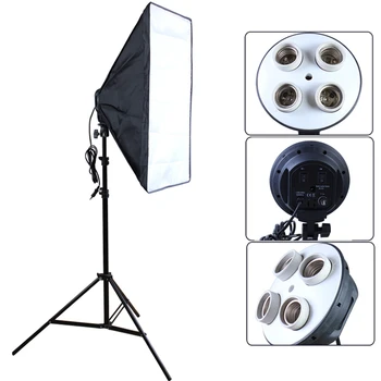 Foto stuudio 50*70cm Softbox 100-240V Valgustus Kasti E27 4-Lamp-Omanik Pehme Box 2m Light Stand Kit fotograafia