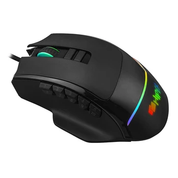 Gaming mouse HIPER Quantum QM-1 must (USB, 10 nuppu, 7200 dpi, muudetav paneelid ja RGB backlight)