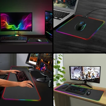 Gaming Mouse Pad Gamer LED RGB Värviline Valguses Helendav Desktop Mouse Pad Vaip Arvuti Lisaseade klaviatuuri Laua Mat