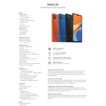 Globaalne Versioon Xiaomi Redmi 9C 64GB ROM 3GB RAM (Brand New / Suletud) redmi9c, redmi9c 64, Nutitelefoni, mobiilse, telefon
