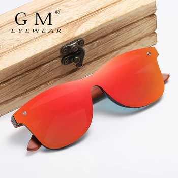 GM Uus Brand Puidust Vintage Päikeseprillid Meestele Polariseeritud Korter Objektiivi Rimless Ruudu Raami Naiste päikeseprillid Oculos Gafas