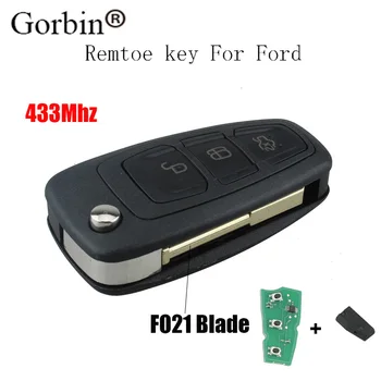 GORBIN 3Buttons 433Mhz Kokkuklapitavad Remote Auto võti Ford Focus Mk1 Mondeo Transiidi Transponder Kiip 4D60 Lihvimata FO21 Tera
