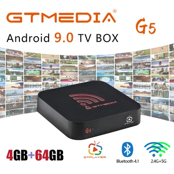 GTmedia G5 Amlogic S905X2 Android 9.0 TV Box 4GB 64GB Ehitatud 2.4 G WiFi 4K HD Media Player, TV Box Toetab M3U GTplayer TV Box
