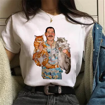 Harajuku Vintage Ullzang T-särk Fashion Queen Tshirt 90s Graafiline Tops Tees Maycaur Freddie Mercury (Queen Bänd Naiste T-Särk