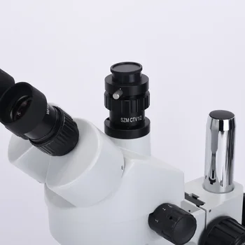 Hayear Simul-Fookuskaugus 7X-45X Stereo Trinocular Mikroskoobi Suurendus 1/2 CTV C-mount 144 LED-Rõngas Valgus Seista PCB THT Jootmine