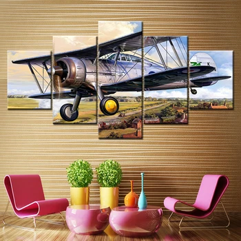 HD Seina Art Trükitud Lõuendile Home Decor elutuba 5 tk Gloster gladiator lennuk Modulaarne Plakatid Maali Raam