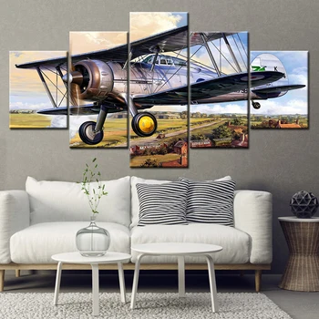 HD Seina Art Trükitud Lõuendile Home Decor elutuba 5 tk Gloster gladiator lennuk Modulaarne Plakatid Maali Raam