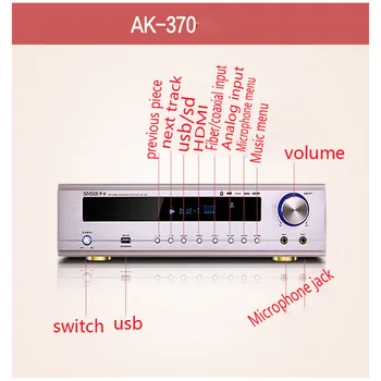 HDMI-850W 220V AK-370/360 5.1 võimendi, Bluetooth 4.0 võimendi high power subwoofer KTV võimendi professionaalne kodukinosüsteem