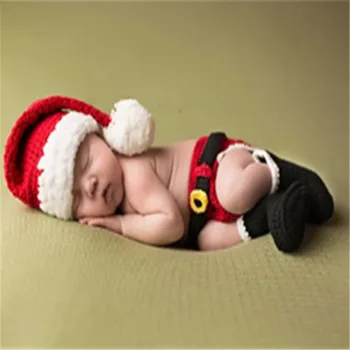Heegelda Vastsündinud Beebi Jõulud Fotograafia Rekvisiidid Kootud Kostüüm Santa Klausel Imiku Beanie Müts, Lühikesed Püksid Komplekt Beebi Foto Rekvisiidid