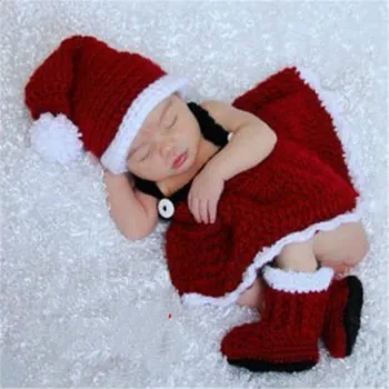 Heegelda Vastsündinud Beebi Jõulud Fotograafia Rekvisiidid Kootud Kostüüm Santa Klausel Imiku Beanie Müts, Lühikesed Püksid Komplekt Beebi Foto Rekvisiidid