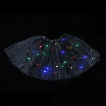 Helendav Pool pikkust Silma Seelik, Neoon LED Pool Kõnniteed Kostüüm Kanda Plisseeritud Tülli süttib Jõulud Halloween Seelikud Tüdrukutele