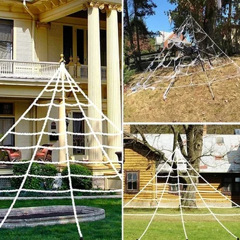 Hiiglaslik Valge Spider Web Ämblikuvõrgud, Kaunistused Väljas Aed Õue Kodus Kummitab Halloween Decor Rekvisiidid