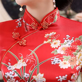 Hiina stiilis pikk cheongsam suur pilu, trükitud kimono seelik daamid bankett näitavad, pluss suurus kleit seksikas slim Qipao rüü chinoise