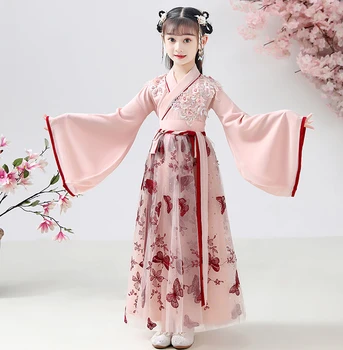 Hiina Tiki HanFu Printsess Sünnipäeva Tantsu Teha Fotograafia Kleit Lapsed Traditiona Pulmas Lilleneiu Kleit