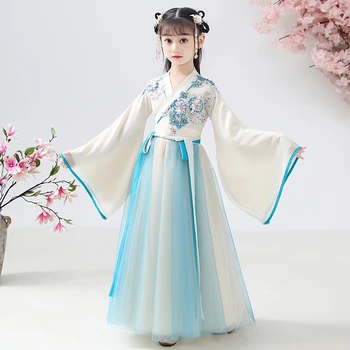 Hiina Tiki HanFu Printsess Sünnipäeva Tantsu Teha Fotograafia Kleit Lapsed Traditiona Pulmas Lilleneiu Kleit