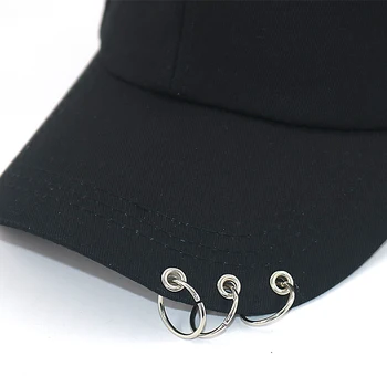 Hip-Hop KPOP baseball cap koos irion rõngad, puuvillane reguleeritav segast snapback mütsid tilk laevandus