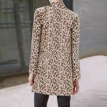 Hirigin Naiste Bleiser Leopard Printida Pikad Varrukad Mantel Täkiline Outwear Sügis-Talve Vabaaja Jakk Jakk Varustus