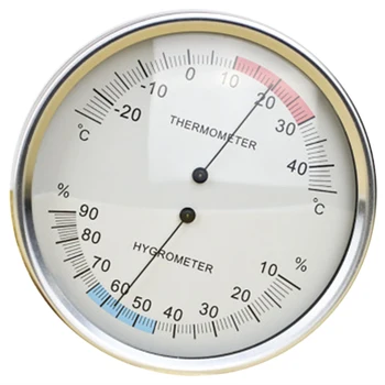 Hot Müük 132Mm Pointer Tüüpi Termilise kahest metallist ühendusdetailide Termomeeter ja Hygrometer Tabel Sise-ja välisõhu Temperatuuri ja Niiskuse Meteoro