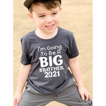 Hot Müük Imiku Väikelapse Beebi Poistele Lühikese Varrukaga T-Särk olen ma Suur Vend 2021 Tee Topid Riided Valged Vabaaja Tshirt