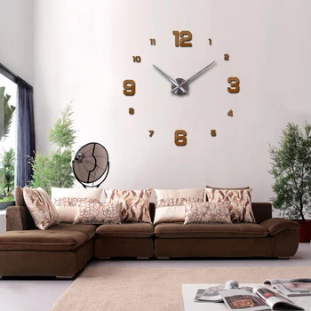 Hot müük kodu kaunistamiseks 3d peegel kellad mood isiksuse diy Ümmarguse elutoas suur seina kella vaadata tasuta shipping