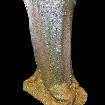 Hõbe Kivid Pikk Kleit Crystal Narmastega Kleit Naine Kõnniteed Pulmi, Sünnipäeva Tähistada Pikk Kleit Naiste Etapi Tantsu Kostüümid