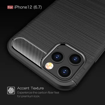 I12 süsinikkiust Case For iPhone 12 Pro Max Juhul Luksus Pehme TPU Slim Silikoon Kate Apple Mini 12 6.7 6.1 tolline Capa Fundas