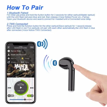 I7s TWS kõrva pungad, Bluetooth Kõrvaklapid Juhtmevabad kõrvaklapid Koos Mikrofoniga Peakomplekt kõrva handsfree earbuds Parim pea kõik Nutikas telefon