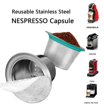 ICafilas Roostevabast Terasest Korduvtäidetavaid Jaoks Nespresso Kohvi Kapsel Korduvkasutatavad Masin Espresso Kohvimasin (2 Kaunad+40 Kaaned)