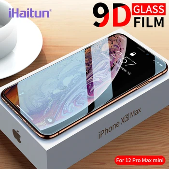 IHaitun Luksus 9D Klaas iPhone 11 12 Pro XS MAX XR Screen Protector Kaardus Karastatud Klaas iPhone X 7 8 Plus Katta Kile