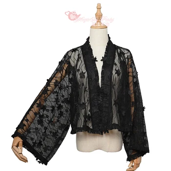 Ilutulestik Näita ~ Kimono Stiilis Must Pitsiline Kampsun, mida Magic Tee Poole