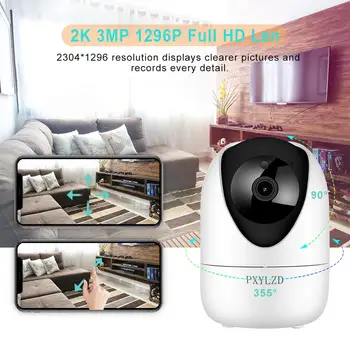 IP Kaamera 1296P Ultra HD 3MP 2K Home Security Pet-Kaamera, Wifi, koos ICSee App Öise Nägemise kahesuunaline Audio CCTV Video Valve