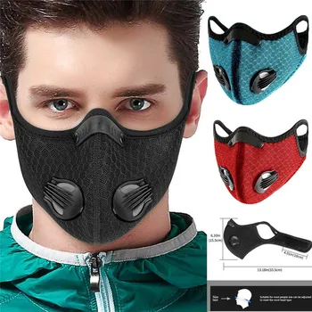 Jalgrattasõit Face Mask koos Filtrite PM 2.5 Unisex 2 Hingamine Ventiilid Bike Suu Maskid Väljas Kaitse Nägu Katta Mascarillas Täiskasvanud