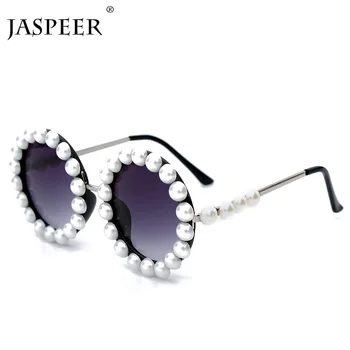 JASPEER Ring Pearl Naiste Päikeseprillid Vintage päikeseprillid Väike Raam Luksus Brändi Disainer Meeste Retro Tooni Prillid