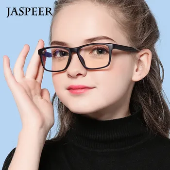 JASPEER TR90 Valguse Lapsed Sinine Valgus Blokeerimine Prillid Retro Ristküliku Lapsed Arvuti Klaas Poisid Tüdrukud Jõllitama Prillid Raam