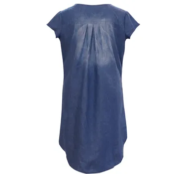 JAYCOSIN Suvel Naiste Kleit Juhuslik V-Kaeluse Pool Denim Kleidid Lühikesed Varrukad Kiik Teksad Kleit Rüü Vestidos Pluss Suurus Kleit 2020