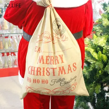 JO on ELU Jõulude Burlap Kott Jõuluvana kingikoti Juhtida String Löögid Kostüüm Weihnachten Natale Decorazioni