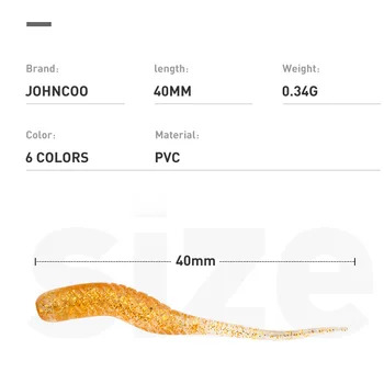 JOHNCOO 50tk Kalapüügi Peibutis Rock Kala Pehme Sööt 40mm 0.34 g Silikoon Bass Rockfish Swimbait Kinnitusseadmete Meelitada Plastikust Ostmisele Uss