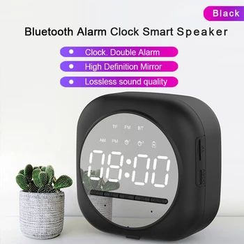 Juhtmevaba Bluetooth Kõlar Peegel Alarm Kell, Heli-Box Desktop Subwoofer LED-Muusika MP3 Mängija TF Kaart Bass Kõlar Tabel Kell