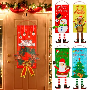 Jõulud Rippuvad Lipu Häid Jõule Väljas Kaunistused jõulukaunistused Kodus Jõuluvana Ukse Banner Xams Noel 2019