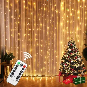 Jõulukaunistused Kodu 3m 100/200/300 LED Kardin String Valgus Flash Haldjas Vanik head Uut Aastat 2021 Noel Navidad 2020