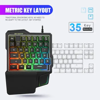 K7 Ühe käega Mechanical Gaming Keyboard Kaasaskantav Mini Gaming Klaviatuuri Mängu Töötleja Ühe käega Membraani Klaviatuuri LOL/PUBG