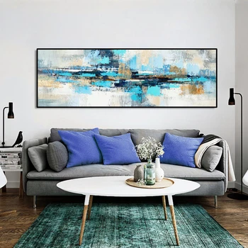 Kaasaegne ja Abstraktne õlimaal Lõuendil Plakatid ja Pildid Seina Art Maali Sinine Abstraktne Kunst Pilt elutuba Home Decor