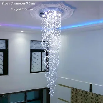 Kaasaegne LED-Kahekordne Spiraal Kristall Lühter Valgustus Fuajees Trepp, Trepikoda Magamistuba Hotel HallCeiling Rippus Lamp Peatamine