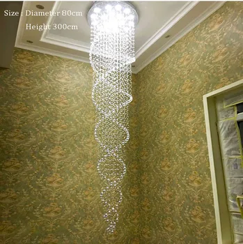 Kaasaegne LED-Kahekordne Spiraal Kristall Lühter Valgustus Fuajees Trepp, Trepikoda Magamistuba Hotel HallCeiling Rippus Lamp Peatamine