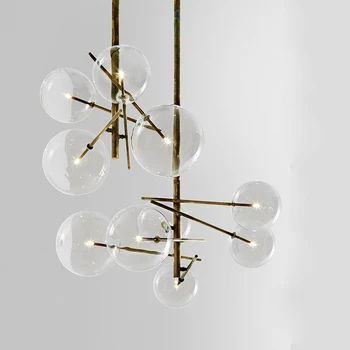 Kaasaegne minimalistlik Pöörlevad laelambid Led Lamp Ring Klaasist Palli Loominguline Rippuvad tuled raud Led G4 lamp Sise-Kodu Baar Kuld