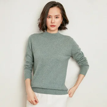 Kampsun Naiste Sügis Ja Talv korea Versiooni Uus Pullover Läbilöök Silmkoelised Naine Kampsunid Pool-high Solid Color Top