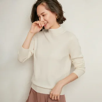 Kampsun Naiste Sügis Ja Talv korea Versiooni Uus Pullover Läbilöök Silmkoelised Naine Kampsunid Pool-high Solid Color Top