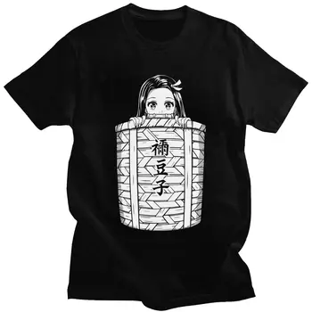 Kawaii Nezuko Korvi Meeste T-Särgid Puuvill kitsune no yaiba Demon Slayer Tees, Krae ümber Lühikese varrukaga, kanna T-särk Kingitus