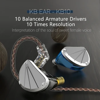 KBEAR KB10 5 Tasakaalustatud Armatuuri Juhi Kõrva Kõrvaklapid HIFI Bass Monitor Kõrvaklapid Earbuds Koos 2PIN Kaabel MS AS10 C12 ZS10 PRO