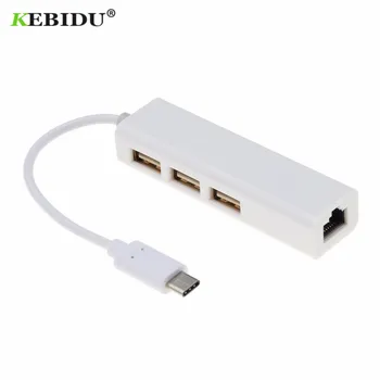 Kebidu USB-3.1 C-Tüüpi USB-C-Mitme 3-Port Hub-rj45 Ethernet Võrgu LAN-Adapter adaptador Kaabel Macbook ThinkPad Samsung